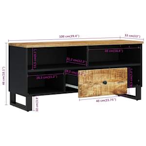 TV stolek 100 x 33 x 46 cm masivní mangovník a kompozitní dřevo - obrázek 8