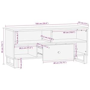 TV skříňka 100x33x46 cm masivní recyklované a kompozitní dřevo - obrázek 11