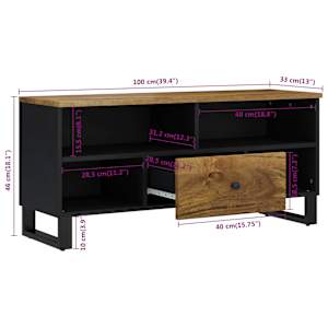 TV stolek 100 x 33 x 46 cm masivní mangovník a kompozitní dřevo - obrázek 8