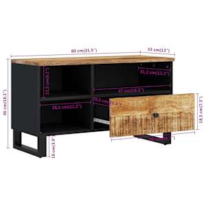 TV stolek 80 x 33 x 46 cm masivní mangovník a kompozitní dřevo - obrázek 8