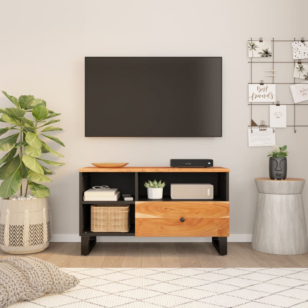 vidaXL Comodă TV, 80x33x46 cm, lemn masiv de acacia & lemn compozit