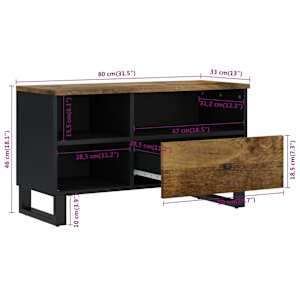 TV stolek 80 x 33 x 46 cm masivní mangovník a kompozitní dřevo - obrázek 8