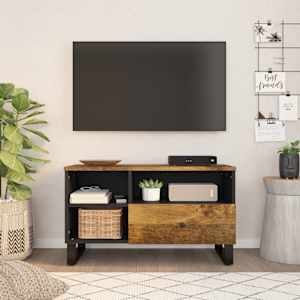 TV stolek 80 x 33 x 46 cm masivní mangovník a kompozitní dřevo - obrázek 1