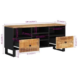 TV stolek 100 x 33 x 46 cm masivní mangovník a kompozitní dřevo - obrázek 11