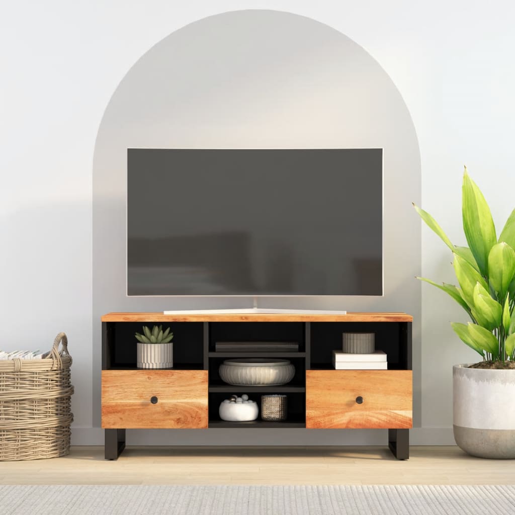 vidaXL Comodă TV, 100x33x46 cm, lemn masiv de acacia & lemn compozit