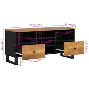 TV stolek 100 x 33 x 46 cm masivní mangovník a kompozitní dřevo - obrázek 11