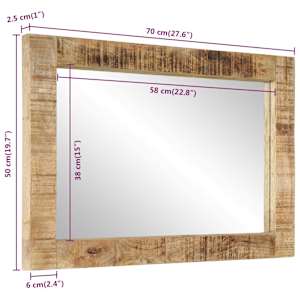 Zrcadlo 70 x 50 cm masivní mangovníkové dřevo a sklo - obrázek 9