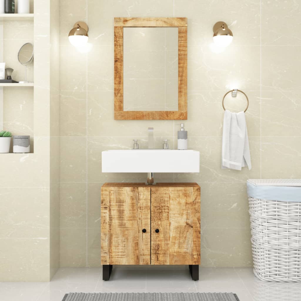 SOLID WOOD, Mueble bajo lavabo suspendido Modulo de madera maciza de roble  oscura - 2 cajones