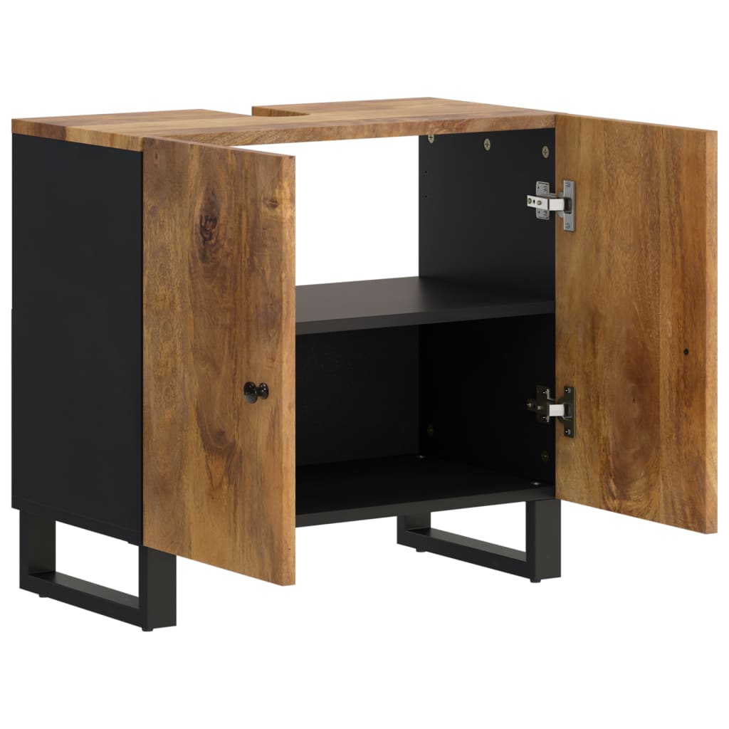 vidaXL Wastafelkast 62x33x58 cm massief mangohout en bewerkt hout afbeelding