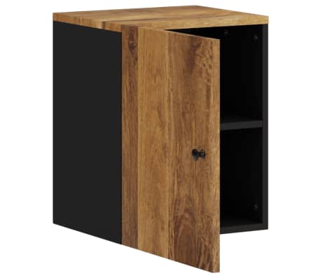 vidaXL Ba&eth;herbergi Veggsk&aacute;pur 38x33x48 cm Gegnheill Mang&oacute;vi&eth;ur