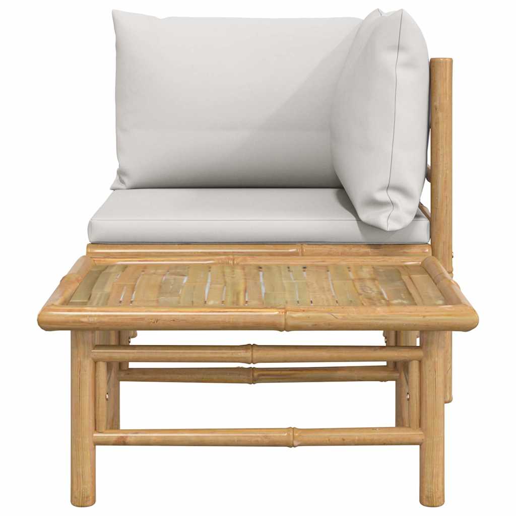 vidaXL 2-delige Loungeset met kussens bamboe lightgrijs afbeelding