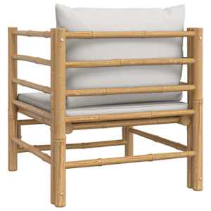 Zahradní křeslo se světle šedými poduškami bambus - obrázek 5