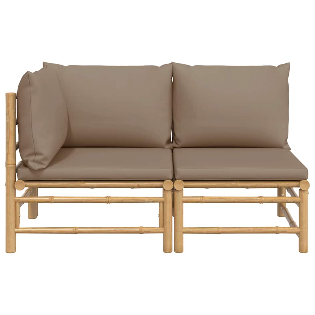 vidaXL Set mobilier de grădină cu perne gri taupe, 2 piese, bambus
