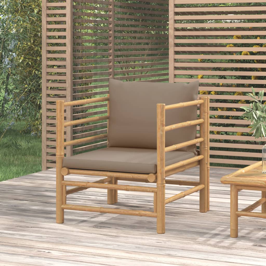 vidaXL Canapé de jardin avec coussins taupe bambou