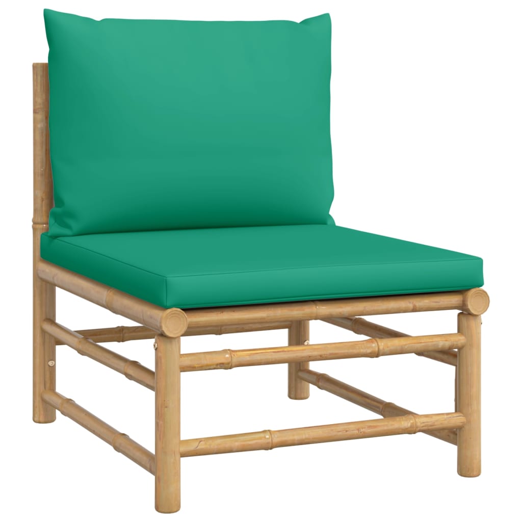  3-dielna záhradná sedacia súprava zelené vankúše bambus