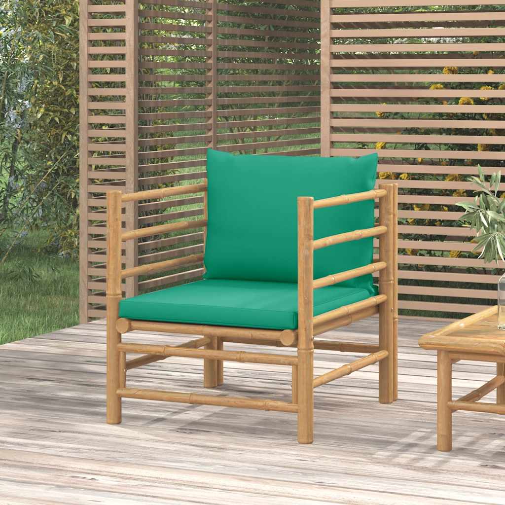 vida XL Gartensessel mit Grünen Kissen Bambus