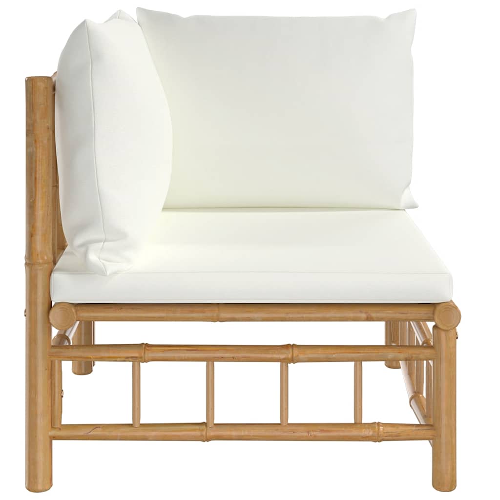 Thumbnail - vidaXL Garten-Ecksofa mit Cremeweißen Kissen Bambus