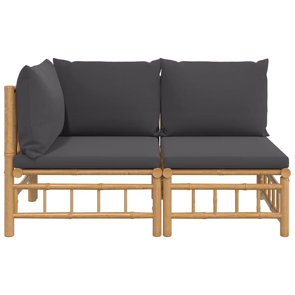 Thumbnail - vidaXL 2-tlg. Garten-Lounge-Set mit Dunkelgrauen Kissen Bambus