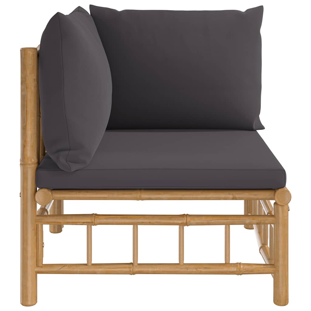 Thumbnail - vidaXL Garten-Ecksofa mit Dunkelgrauen Kissen Bambus