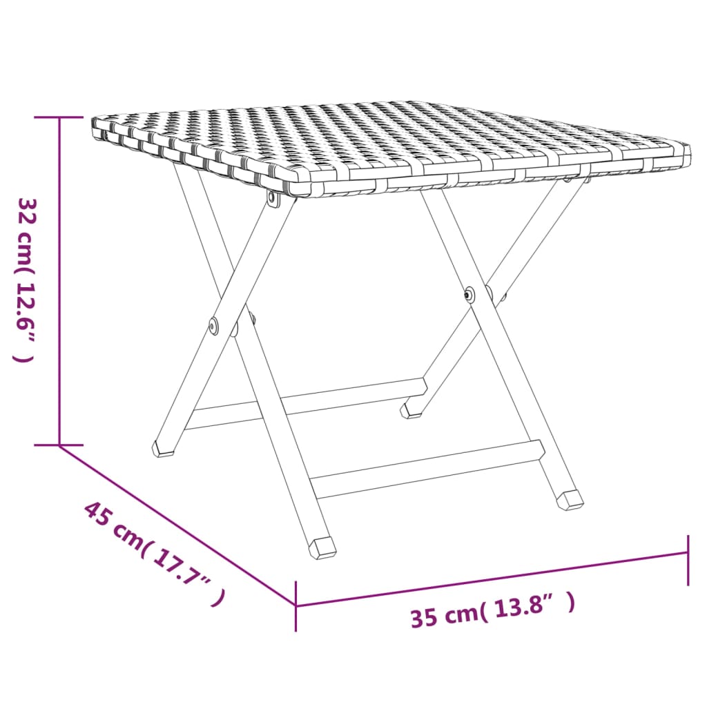 Table Pliable 45x35x32 cm Résine Tressée Table de Camping