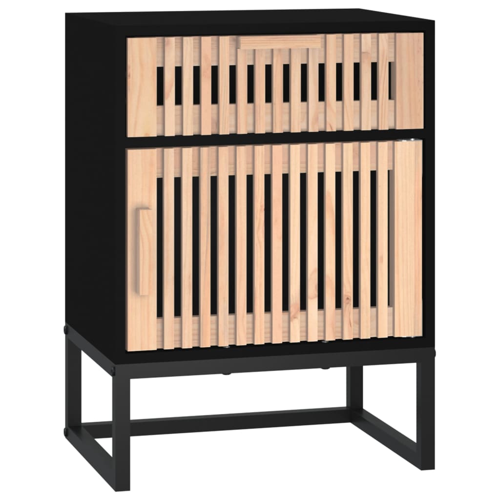  Nočné stolíky 2ks čierne 40x30x55,5cm kompozitné drevo a železo