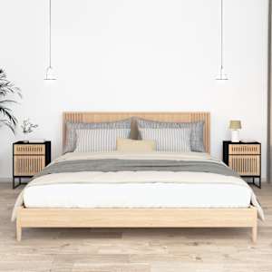 Nočna omarica 2 kosa črna 40x30x55,5cm inženirski les in železo