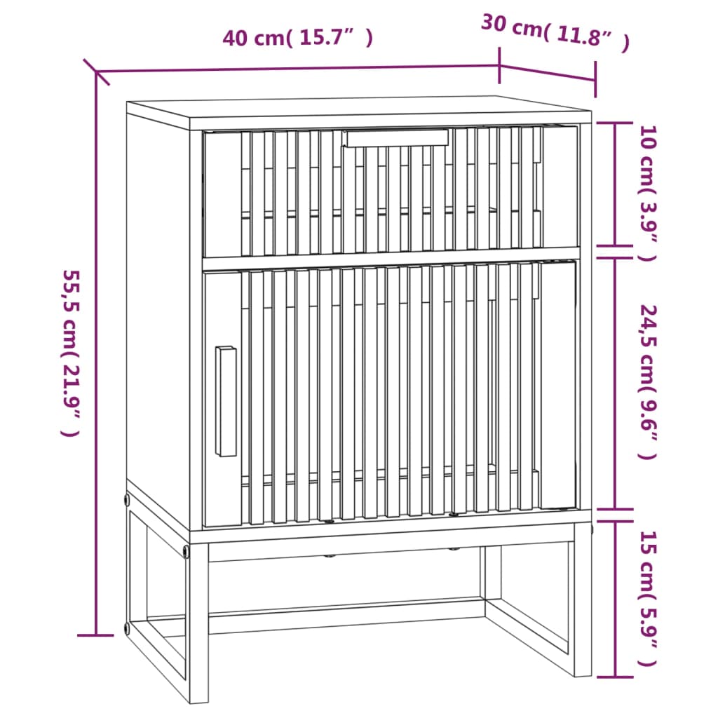 Dulap noptiera vidaXL, 40x30x55,5 cm, lemn prelucrat & fier, 8.9 kg 2 8720845726072 g en hd 6