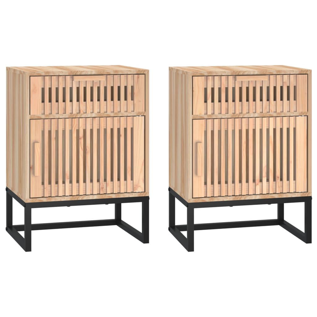  Nočné stolíky 2ks čierne 40x30x55,5cm kompozitné drevo a železo