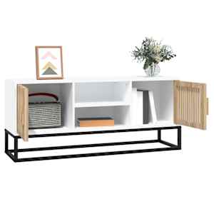 TV skříňka bílá 105 x 30 x 45 cm kompozitní dřevo a železo - obrázek 3