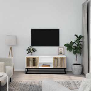 TV skříňka bílá 105 x 30 x 45 cm kompozitní dřevo a železo - obrázek 1