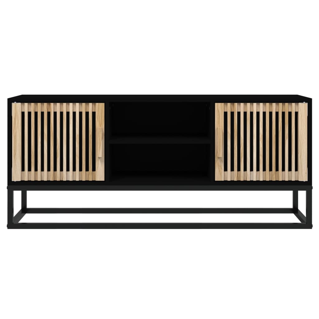 vidaXL Comodă TV, negru, 105x30x45 cm, lemn prelucrat & fier