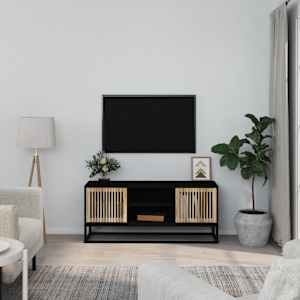 TV skříňka černá 105 x 30 x 45 cm kompozitní dřevo a železo - obrázek 1