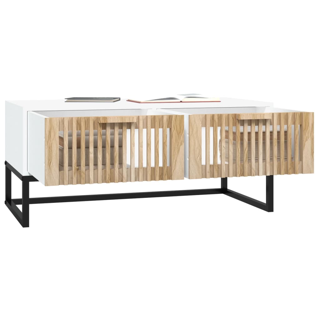 vidaXL Salontafel 80x40x35 cm bewerkt hout en ijzer wit afbeelding