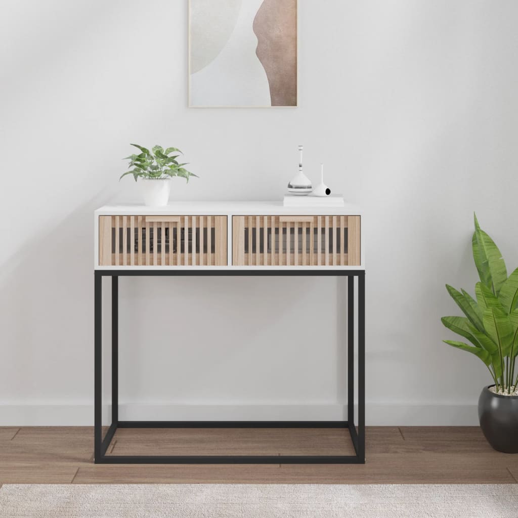 vida XL Konsolentisch Weiß 80x 30x 75 cm Holzwerkstoff und Eisen
