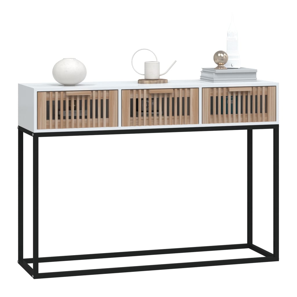vidaXL Wandtafel 105x30x75 cm bewerkt hout en ijzer wit afbeelding