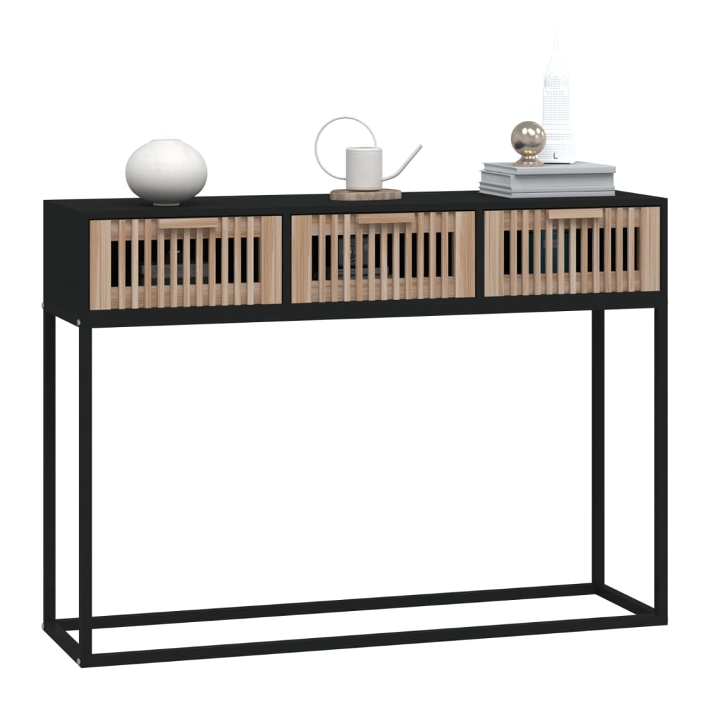 vidaXL Wandtafel 105x30x75 cm bewerkt hout en ijzer zwart afbeelding