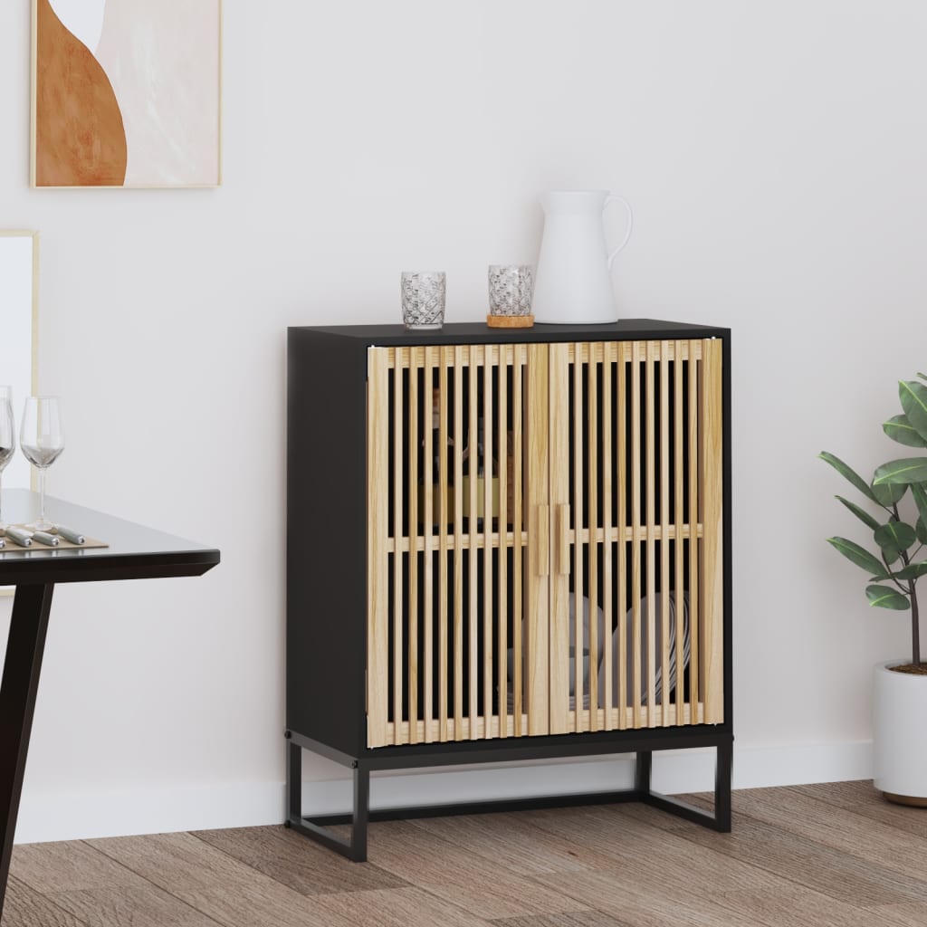 Buffet noir 60x30x75 cm bois d ingénierie