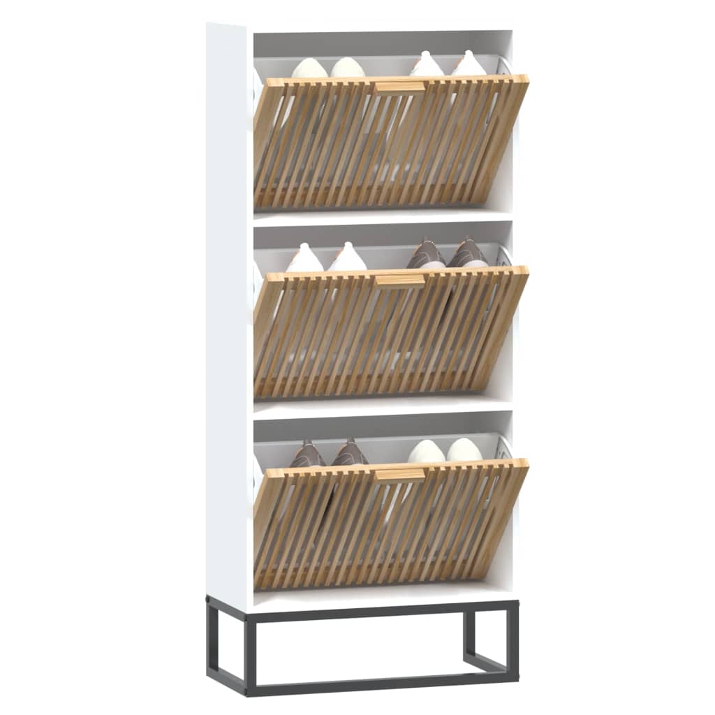 vidaXL Schoenenkast 52x25x120 cm bewerkt hout wit afbeelding