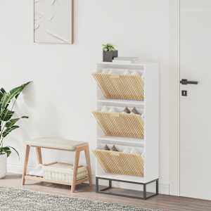 Omarica za čevlje bela 52x25x120 cm inženirski les