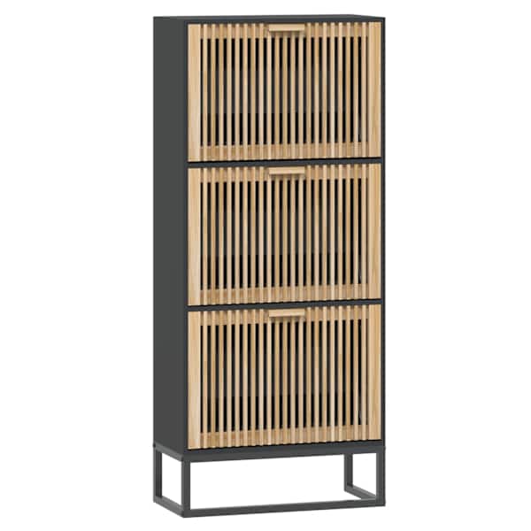 vidaXL jalatsikapp, must, 52 x 25 x 120 cm, tehispuit