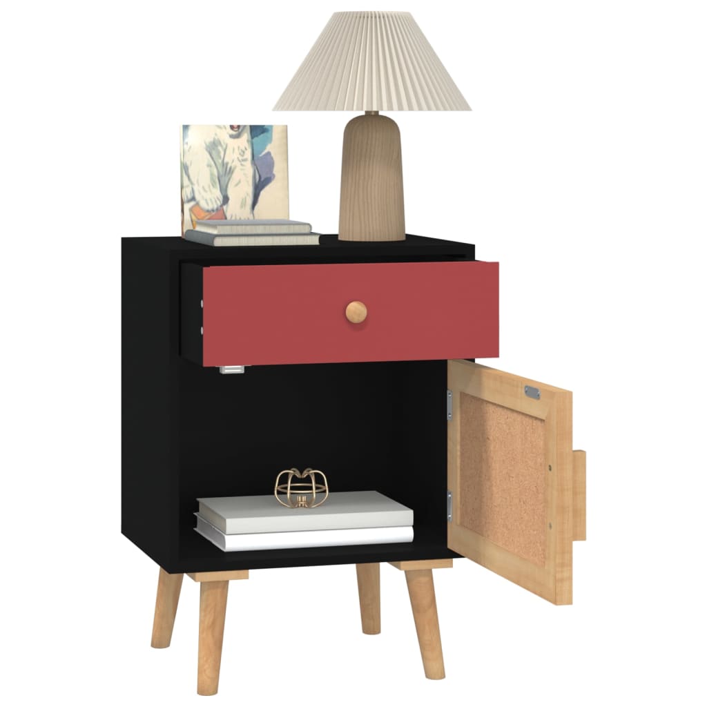 vidaXL Bedside Cabinet Black 40x30x55 cm Engineered Wood