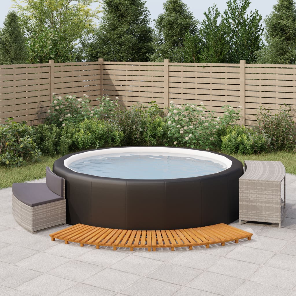 vidaXL Contorno de spa vime PE e madeira de acácia maciça cinzento