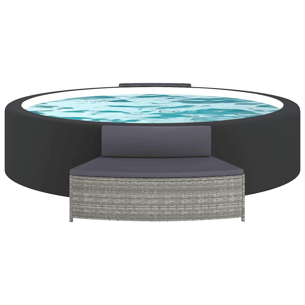 vidaXL 2 db szürke polyrattan pezsgőfürdő pad párnával