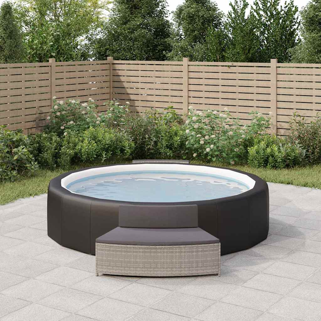 Bancs de spa avec coussins 2 pcs gris résine tressée