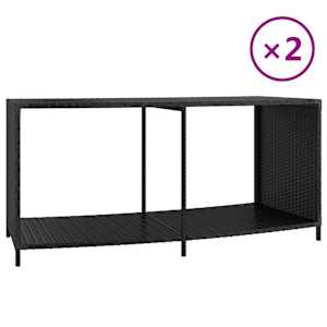 Úložné regály 2 ks černé polyratan - obrázek 2