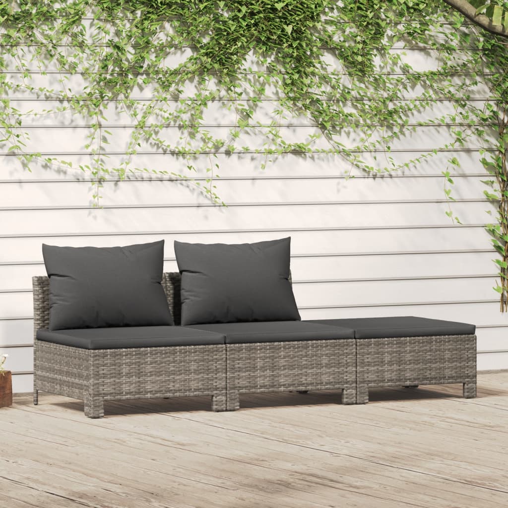 Zestaw wypoczynkowy ogrodowy, polirattan, szary, 183x63x55,5 cm