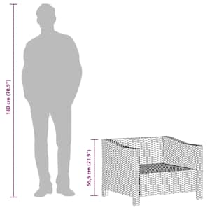 Zahradní křeslo s polštářem šedé polyratanové - obrázek 9