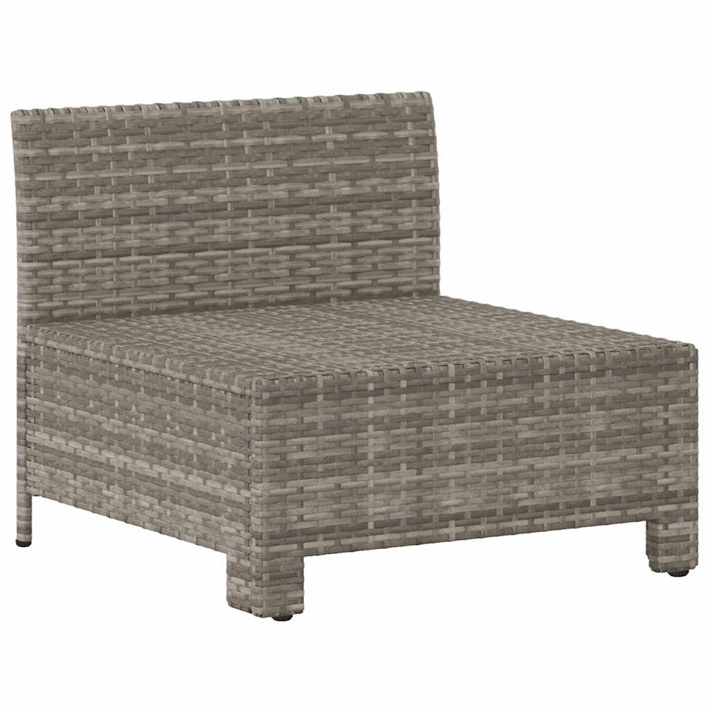 vidaXL Tuinmiddenbank met kussens poly rattan grijs afbeelding