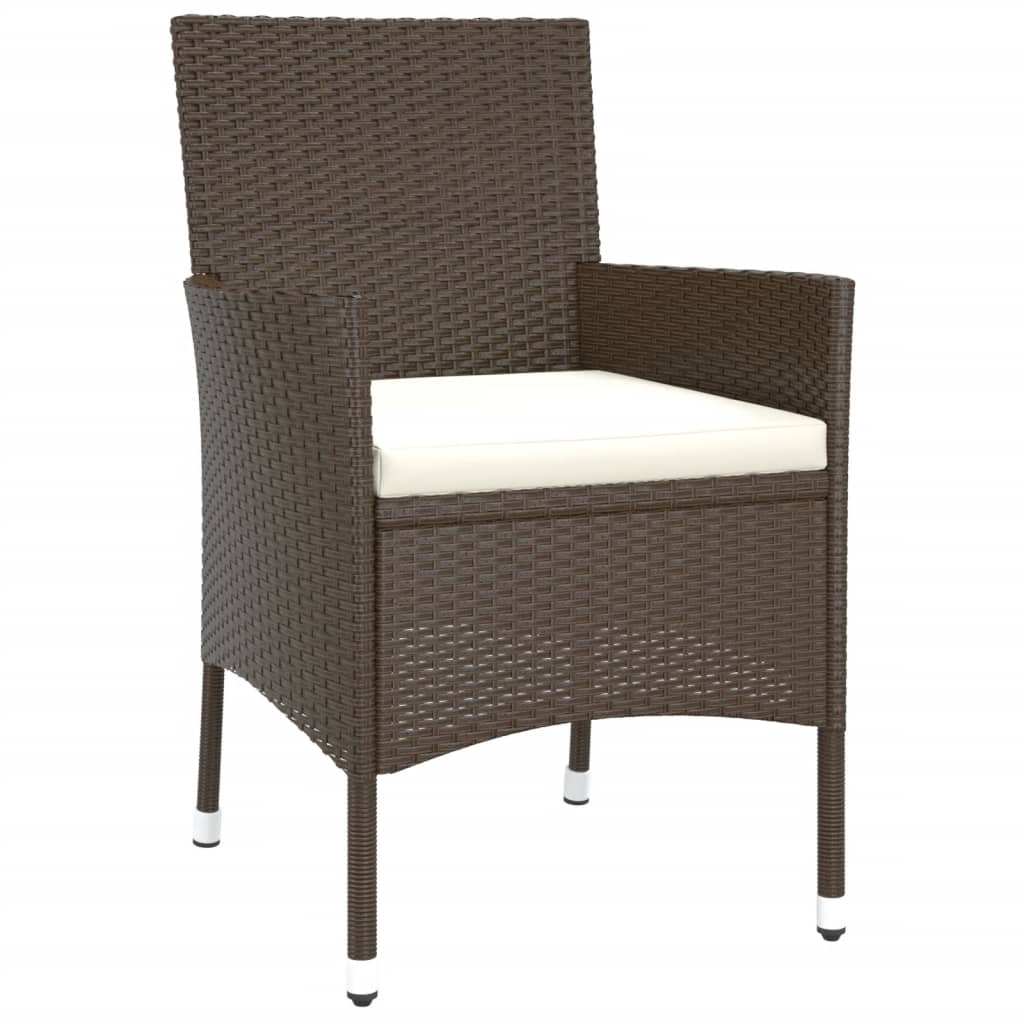 vidaXL Tuinstoelen met kussens 2 st bruin poly rattan (alleen VK/IE/FI/NO)