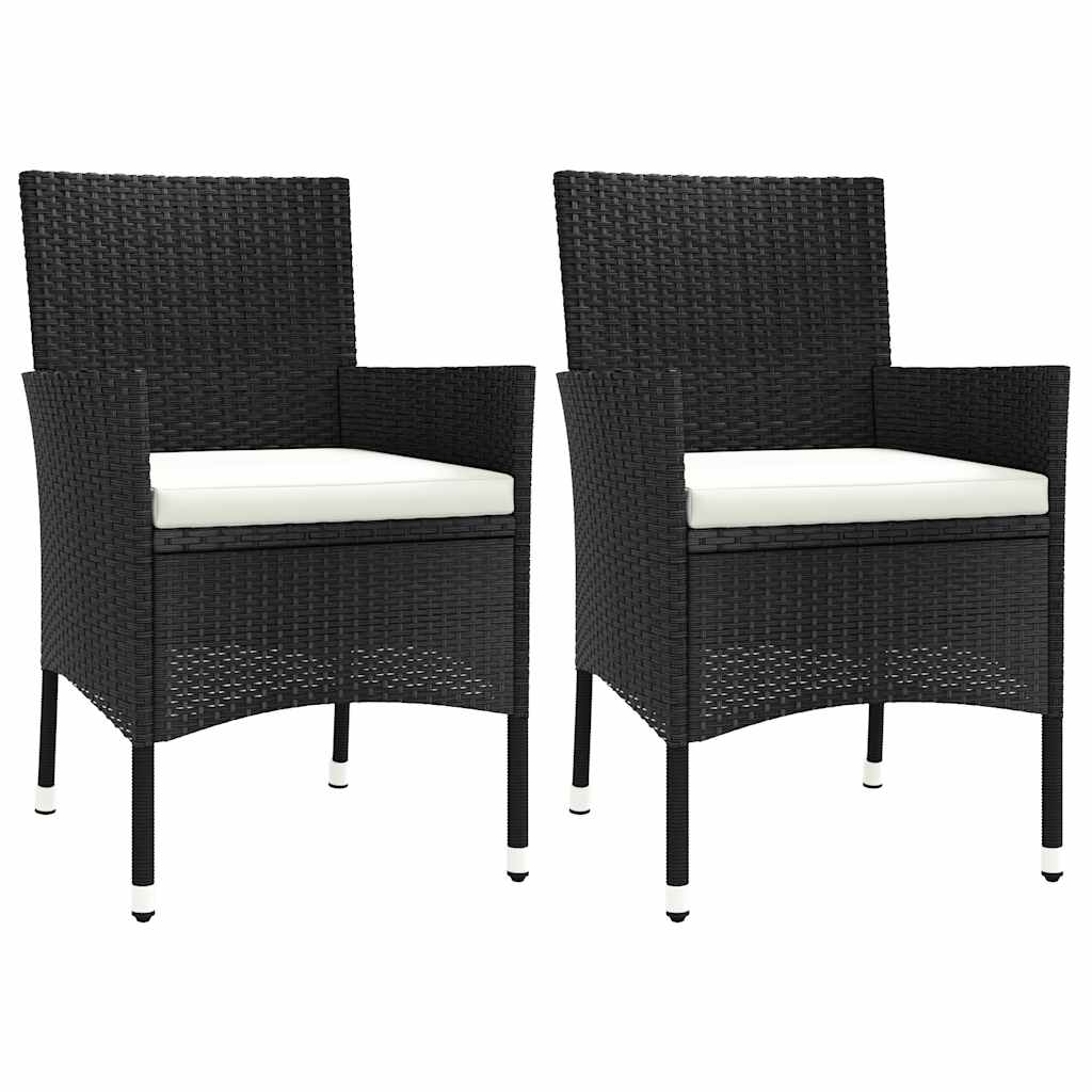 E-shop vidaXL Záhradné stoličky s vankúšmi 2 ks, čierne, polyratan (iba pre Spojené kráľovstvo/Írsko/Finsko/Norsko)